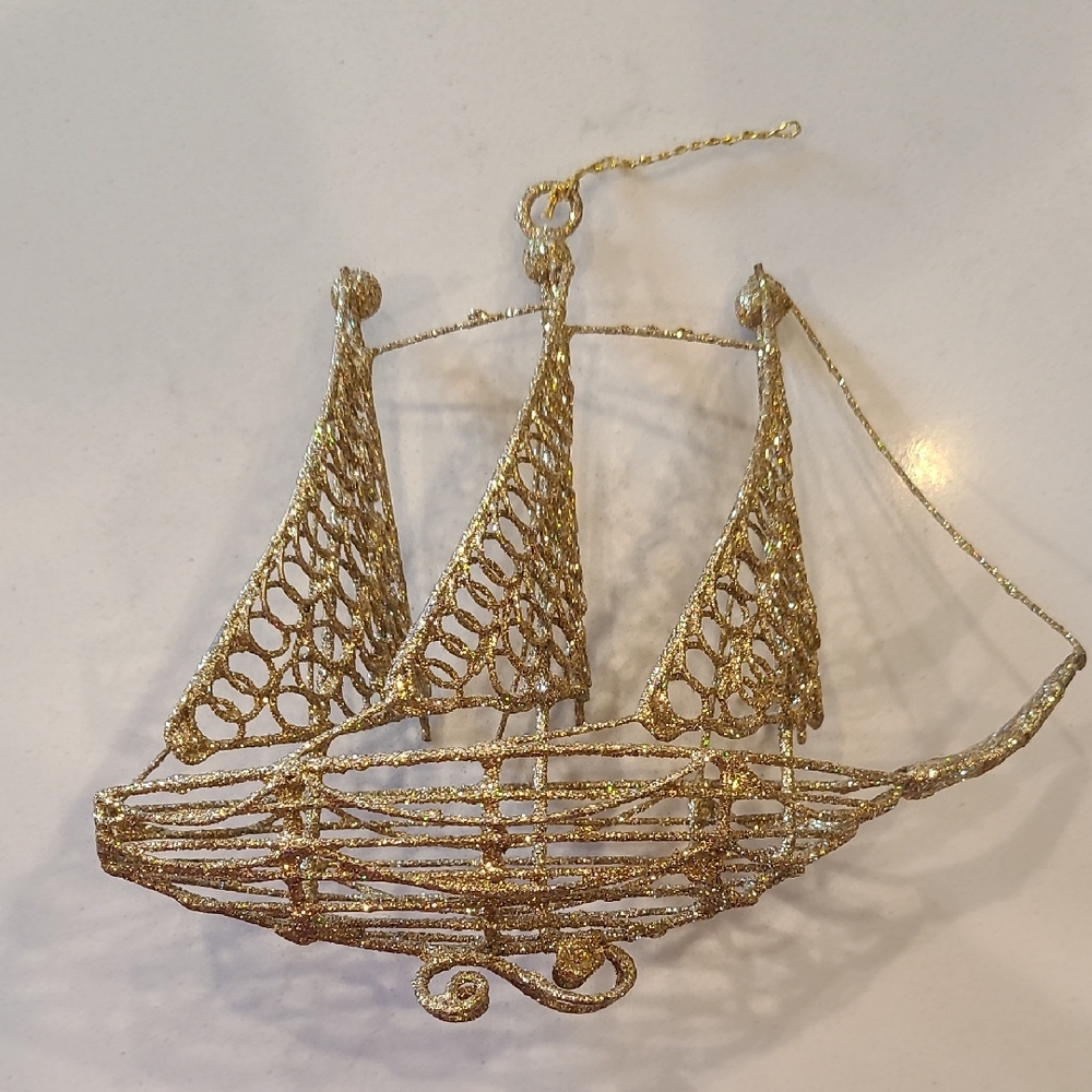 Gold Wire Sailboat Ornament